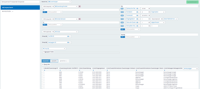 Erstspender mit Suchergebnis