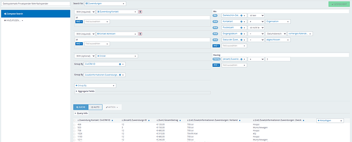 Mehrfachspender mit Suchergebnis